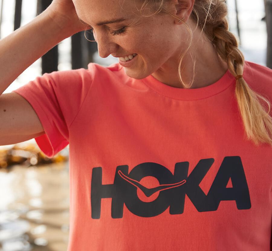 Tee Womens - Hoka One One Brand - Orange - MUYFCGV-41